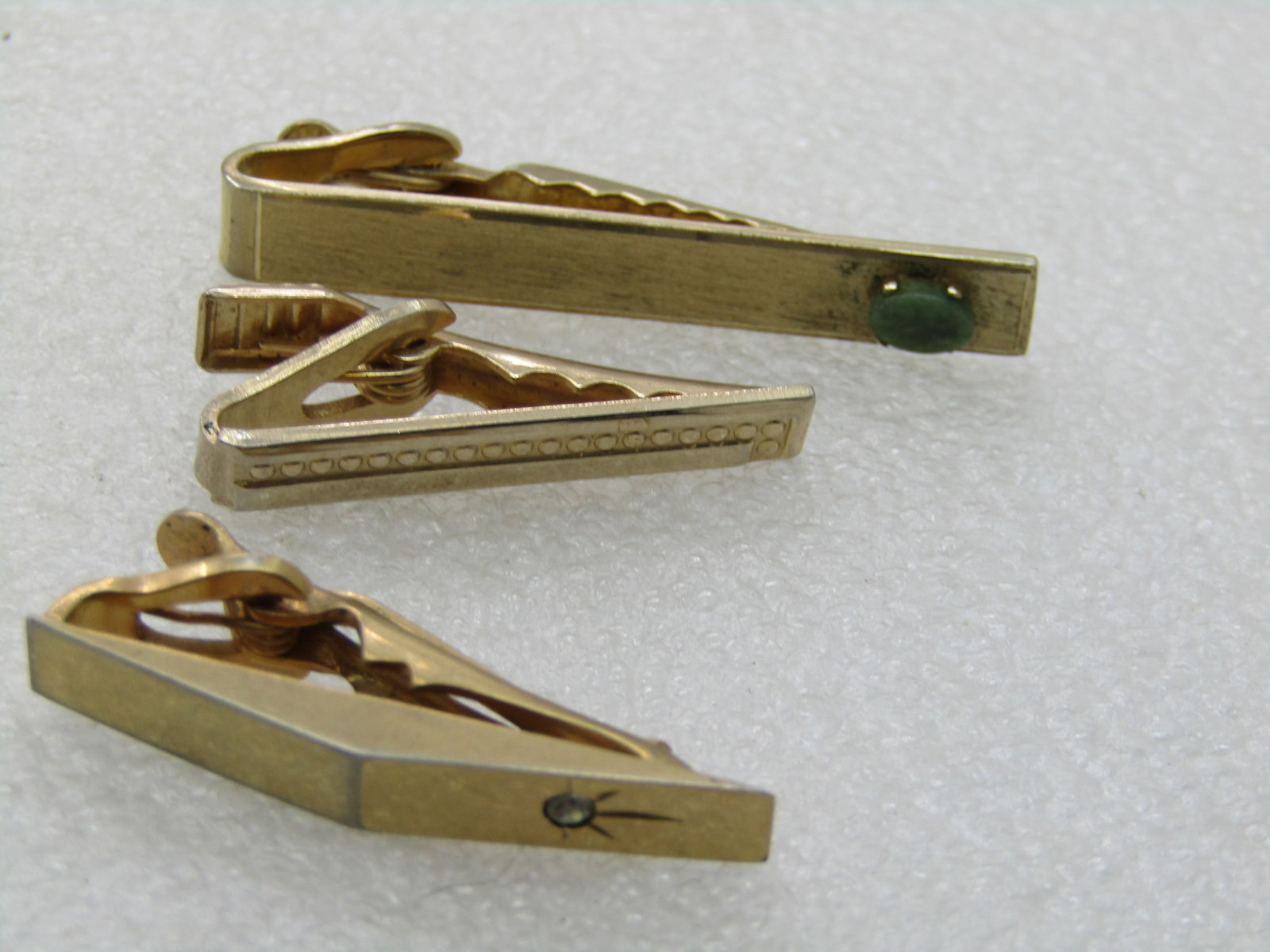 Vintage 3 Tie Clasp Lot, 1960's Gold Tone, Swank, Dante - 3