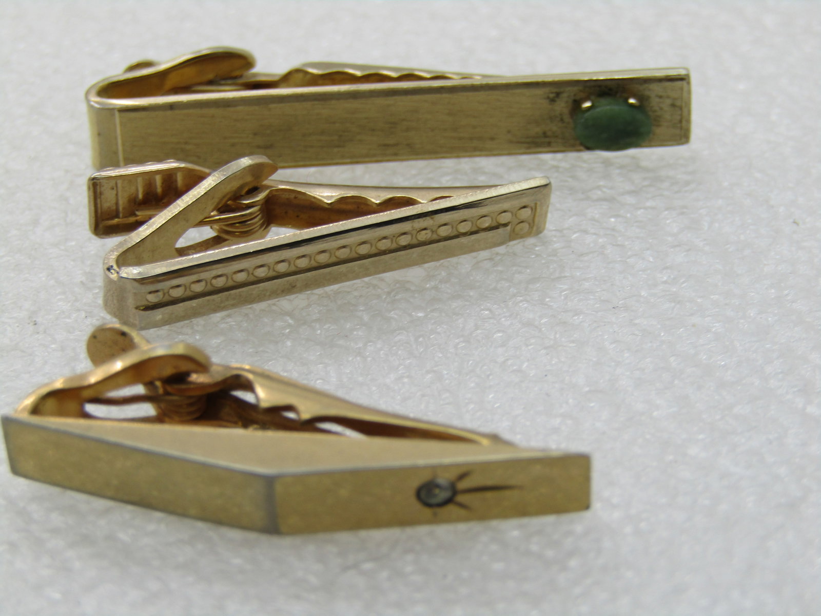 Vintage 3 Tie Clasp Lot, 1960's Gold Tone, Swank, Dante - 4