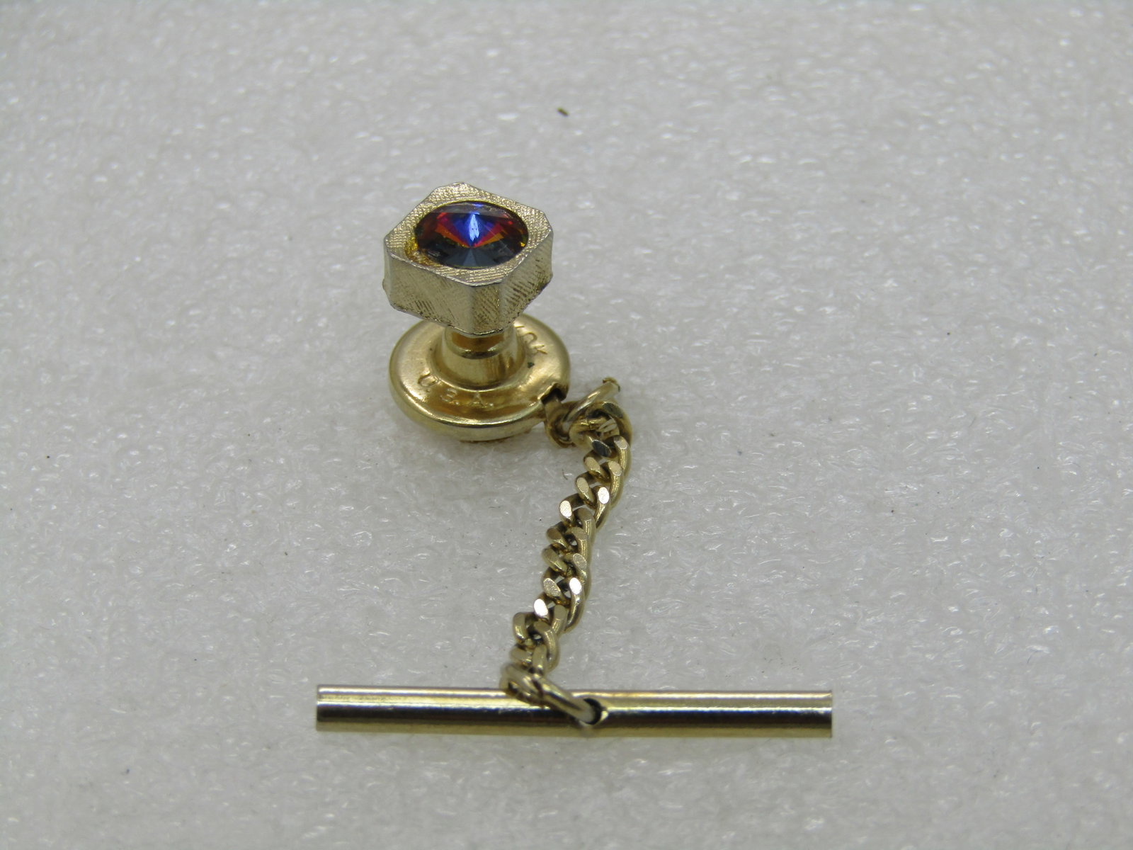 Vintage Hickok Watermelon Rivoli Tie Tack, 1960's-1970's, - 5
