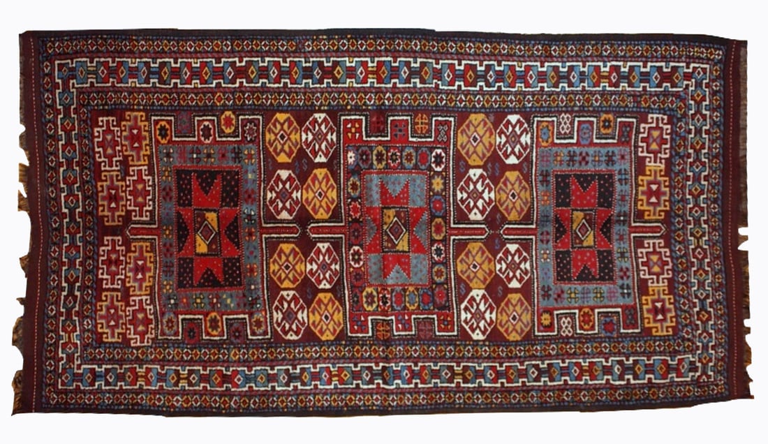 Handmade antique Persian Kurdish rug 4' x 8' ( 122cm x 243cm ) 1880 (1 of 8)