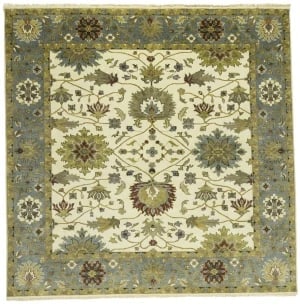 Cream Floral Osh Chobi 8X8 Peshawar Oriental Square Rug (1 of 16)