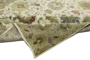 Cream Floral Traditional 10X14 Oushak Chobi Oriental Rug - 10