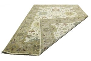 Cream Floral Traditional 10X14 Oushak Chobi Oriental Rug - 11