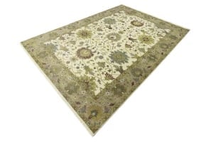 Cream Floral Traditional 10X14 Oushak Chobi Oriental Rug - 13