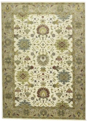 Cream Floral Traditional 10X14 Oushak Chobi Oriental Rug: Title:Cream Floral Traditional 10X14 Oushak Chobi Oriental Rug Description:Handmade 10X14 Cream oriental rug made with natural dyes (fine wool pile and cotton foundation), superior knot count, and app