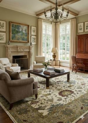 Cream Floral Traditional 10X14 Oushak Chobi Oriental Rug - 2