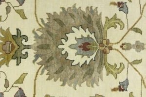 Cream Floral Traditional 10X14 Oushak Chobi Oriental Rug - 3