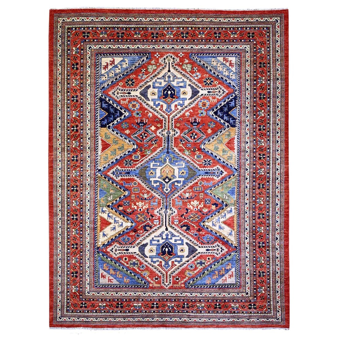 Arsenal Red Hand Knotted Sheeraz Design 100% Wool Oriental Rug: Title: Arsenal Red Hand Knotted Sheeraz Design 100% Wool Oriental Rug Description:This is a truly genuine one-of-a-kind. It has been Knotted for months and months in the centuries-old weaving craftsma