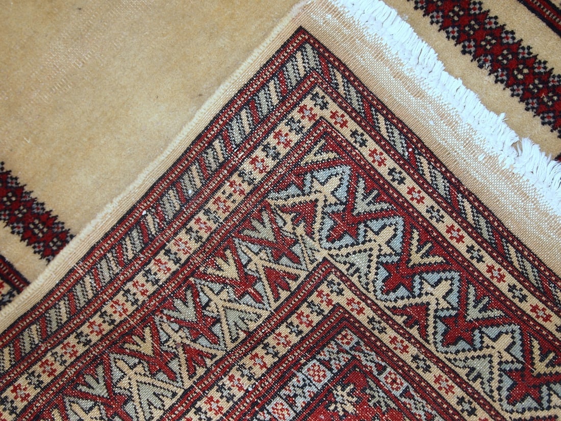 Handmade vintage prayer Pakistani Lahore rug 2.5' x 4.6' (77cm x 140cm) 1960s - 9