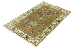 Rust Orange Floral 3X5 Osh Chobi Oriental Rug - 4
