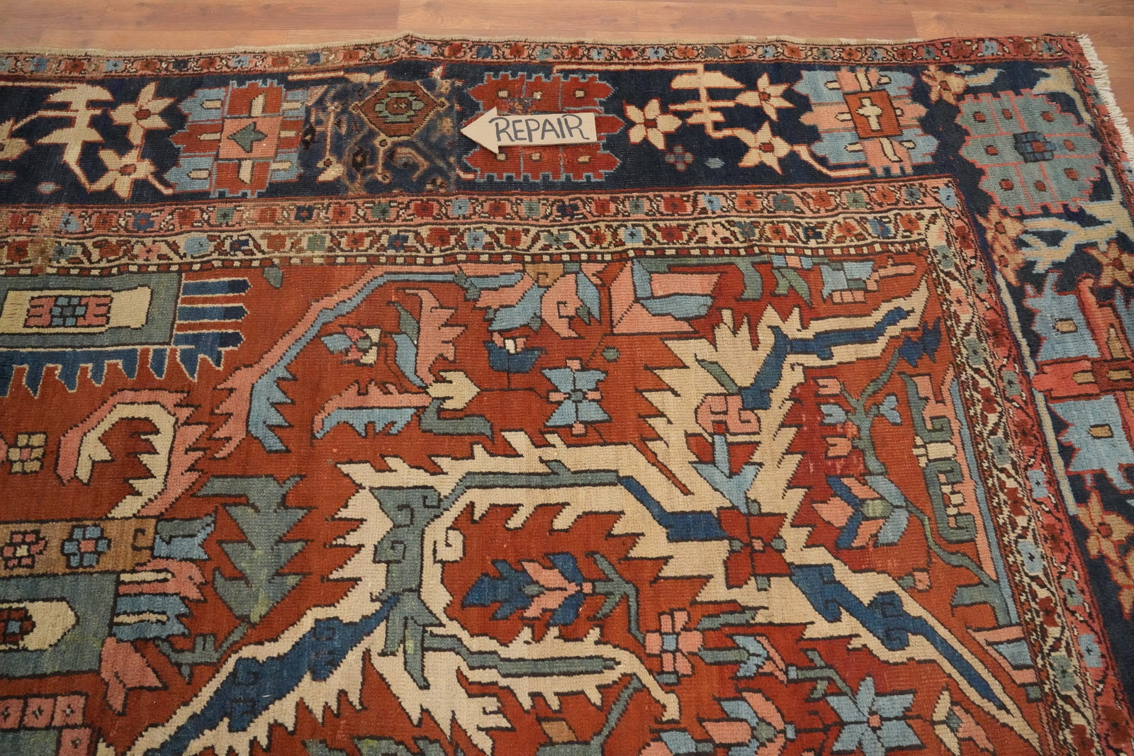 Pre-1900 Vegetable Dye Heriz Serapi Persian Area Rug 8x12 - 12