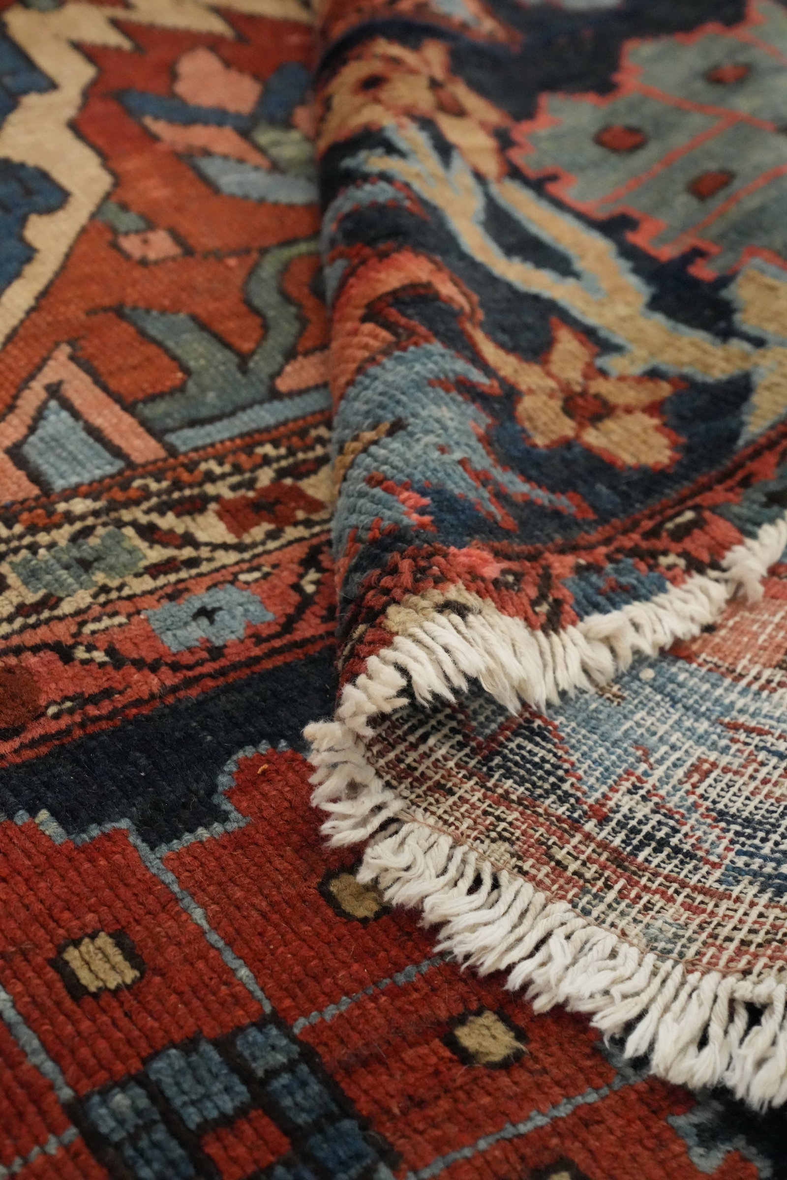 Pre-1900 Vegetable Dye Heriz Serapi Persian Area Rug 8x12 - 16