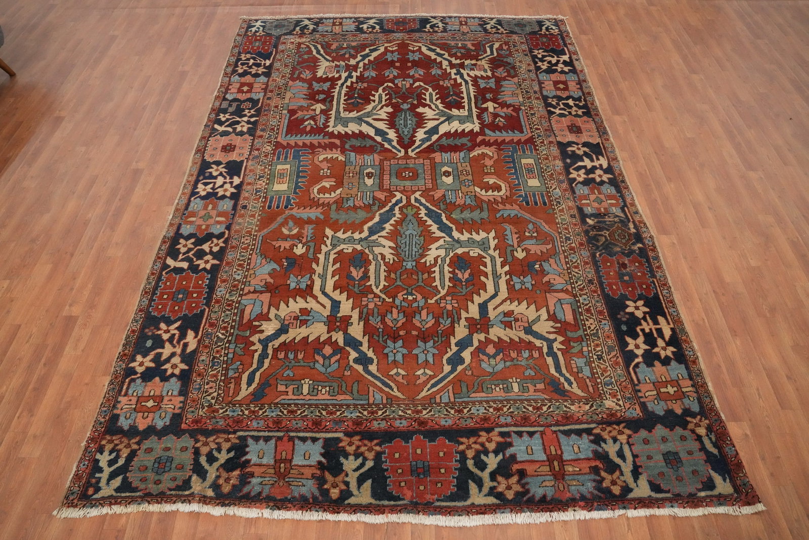 Pre-1900 Vegetable Dye Heriz Serapi Persian Area Rug 8x12 - 2