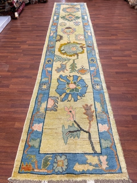 Older Turkish Ushak Runner-5069: Title:Older Turkish Ushak Runner-5069 Description:Gorgeous older Turkish Ushak runner from west of Turkey, size 3 ft. 3 inches by 15 ft. 8 inches, circa 1970, on Canary -Yellow field, excellent condit