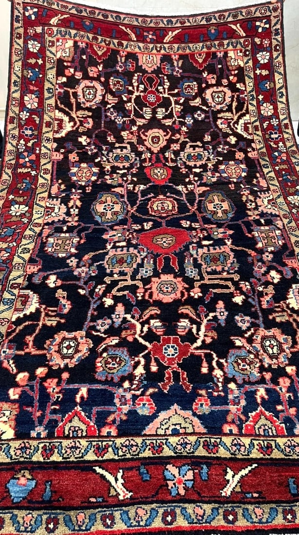 Hand Knotted Tribal Wool Navy Geometric Nannaj Oriental Area Rug 4'6" x 7'10" - 2