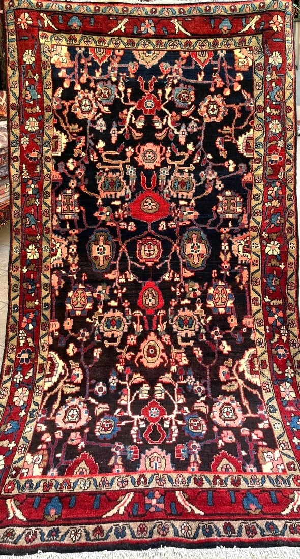 Hand Knotted Tribal Wool Navy Geometric Nannaj Oriental Area Rug 4'6" x 7'10" - 3