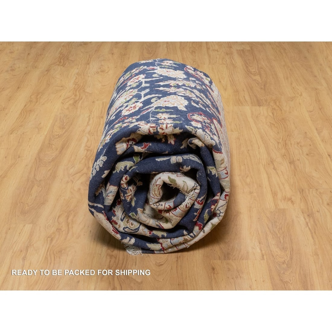 Vulcan Blue, Hand Knotted, Nain Design, 250 KPSI Wool and Silk Rug - 9