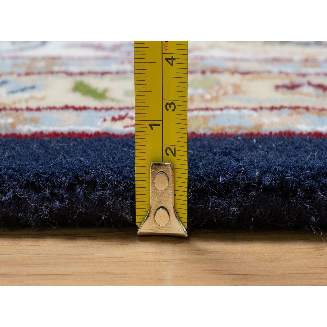 Vulcan Blue, Hand Knotted, Nain Design, 250 KPSI Wool and Silk Rug - 10