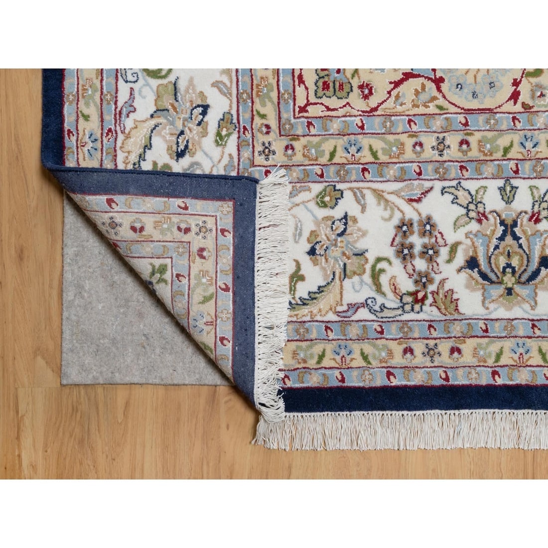 Vulcan Blue, Hand Knotted, Nain Design, 250 KPSI Wool and Silk Rug - 4