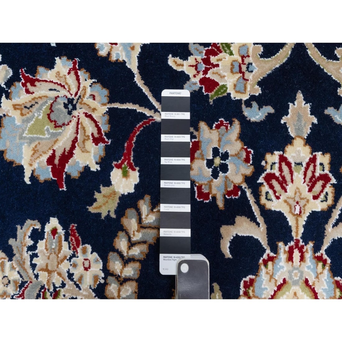 Vulcan Blue, Hand Knotted, Nain Design, 250 KPSI Wool and Silk Rug - 7