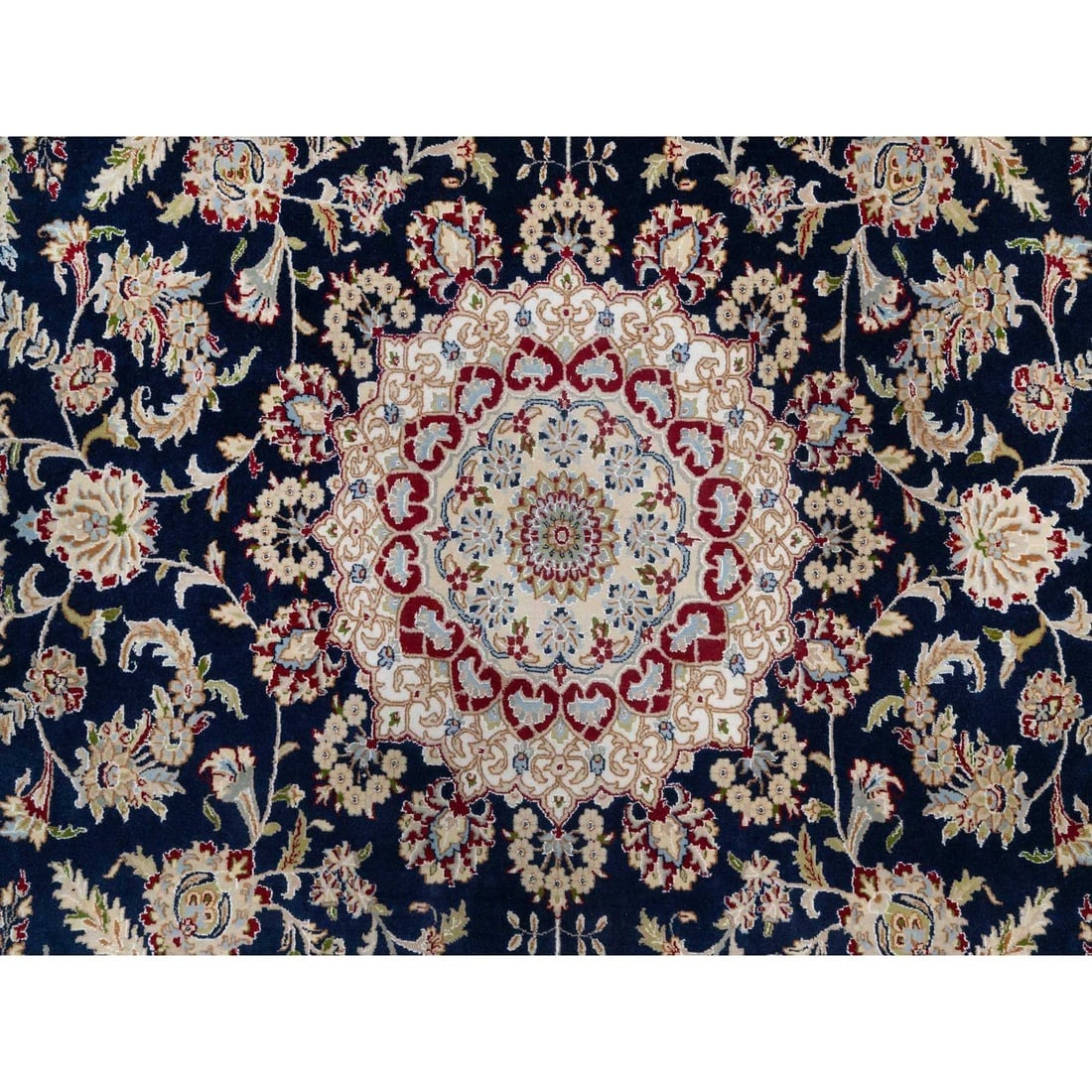 Vulcan Blue, Hand Knotted, Nain Design, 250 KPSI Wool and Silk Rug - 8
