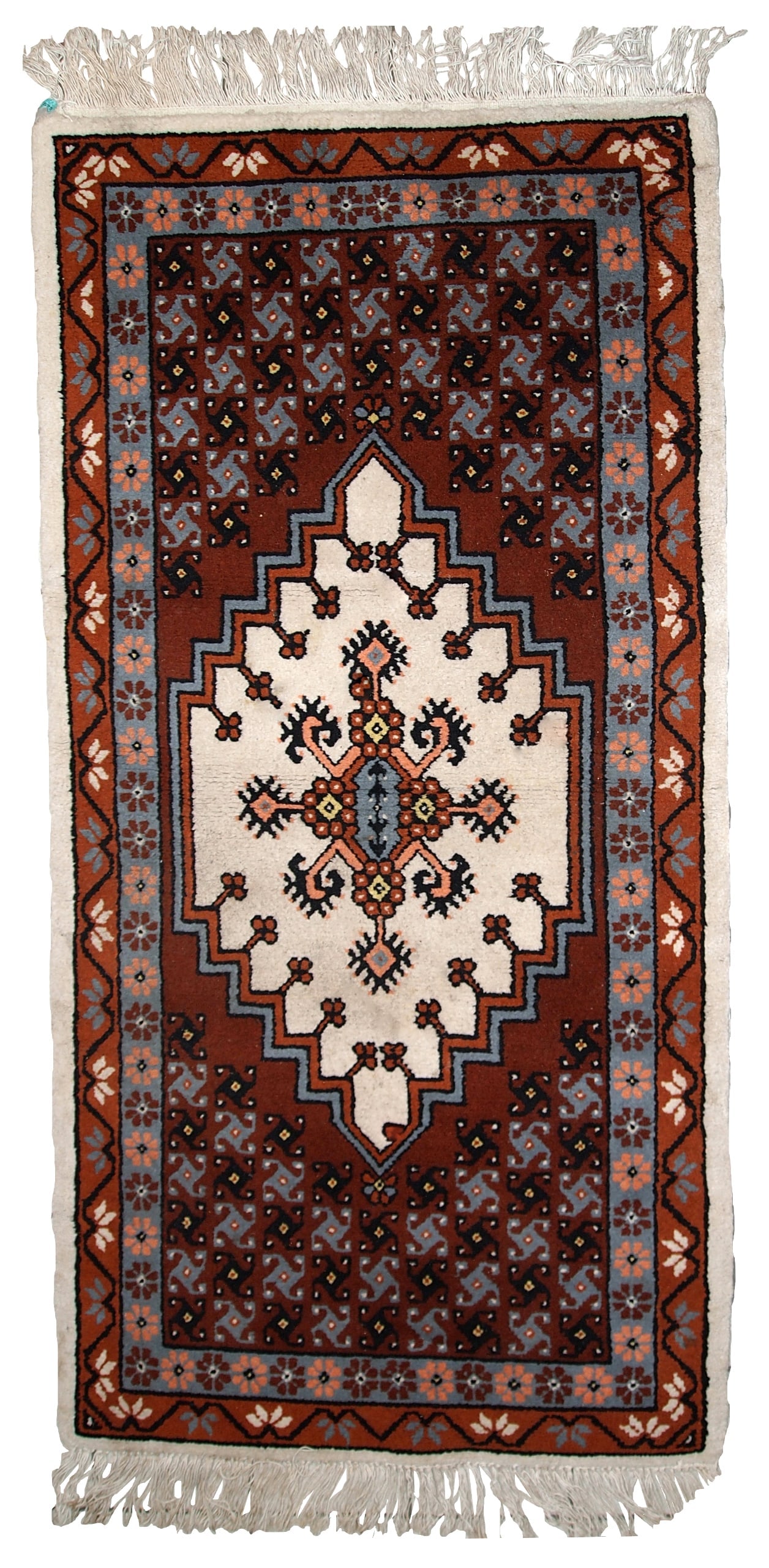 Handmade vintage Moroccan Berber rug 2.6' x 5.6' (81cm x 170cm) 1970s (1 of 10)