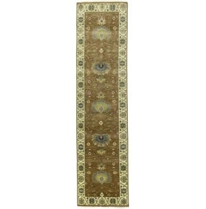 Rust Orange Floral 3X10 Osh Chobi Oriental Runner Rug: Title:Rust Orange Floral 3X10 Osh Chobi Oriental Runner Rug Description: Hand-knotted in India with fine craftsmanship Transitional design featuring a floral pattern Rust orange, cream, red, tan, blue