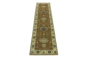 Rust Orange Floral 3X10 Osh Chobi Oriental Runner Rug - 3