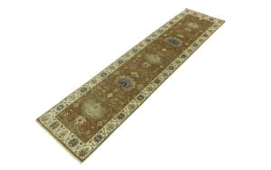 Rust Orange Floral 3X10 Osh Chobi Oriental Runner Rug - 4