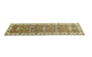 Rust Orange Floral 3X10 Osh Chobi Oriental Runner Rug - 7