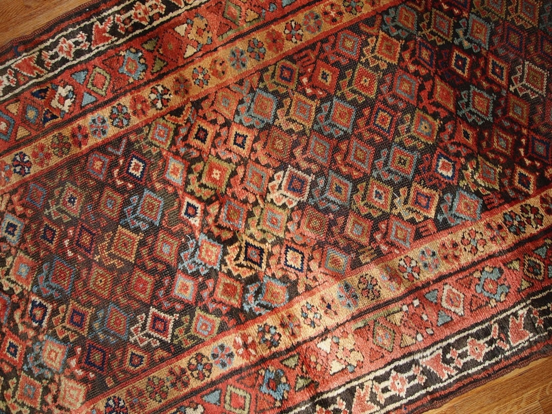 Handmade antique Persian Kurdish runner 3.6' x 17.8' ( 109cm x 542cm ) 1880s - 6