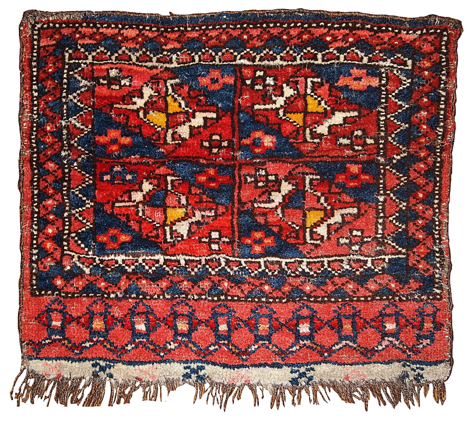 Handmade antique collectible Uzbek bag face 1.4' x 1.6' ( 42cm x 48cm ) 1870: Title: Handmade antique collectible Uzbek bag face 1.4' x 1.6' ( 42cm x 48cm ) 1870 Origin:Uzbekistan Dimensions: 1.4' x 1.6' ( 42cm x 48cm ) Materials:wool Year:1870s Description:Hand made antique co