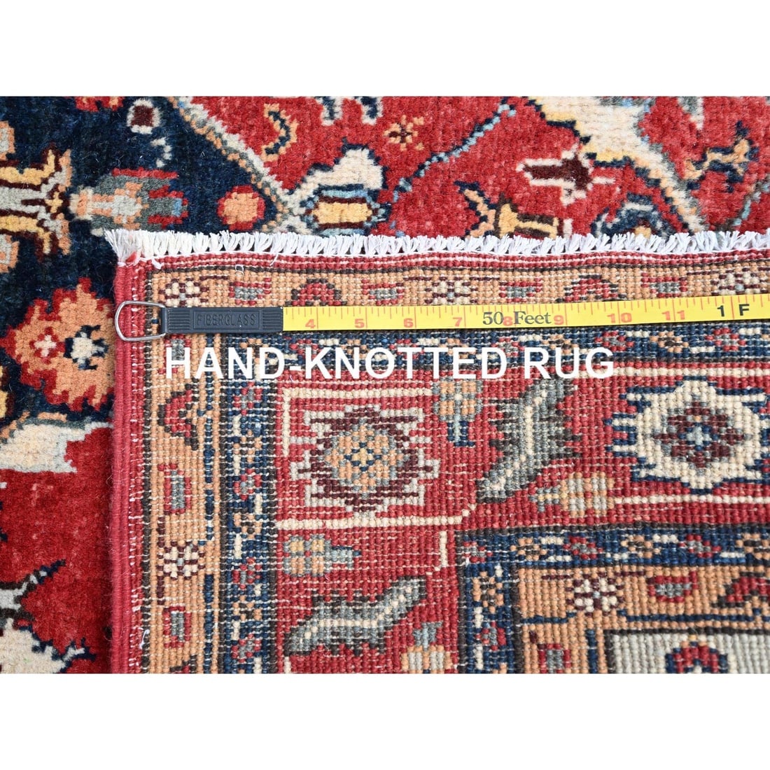 Smoke Gray Hand Knotted Peshawar Seeripe Heris Design Velvety Wool Rug - 7