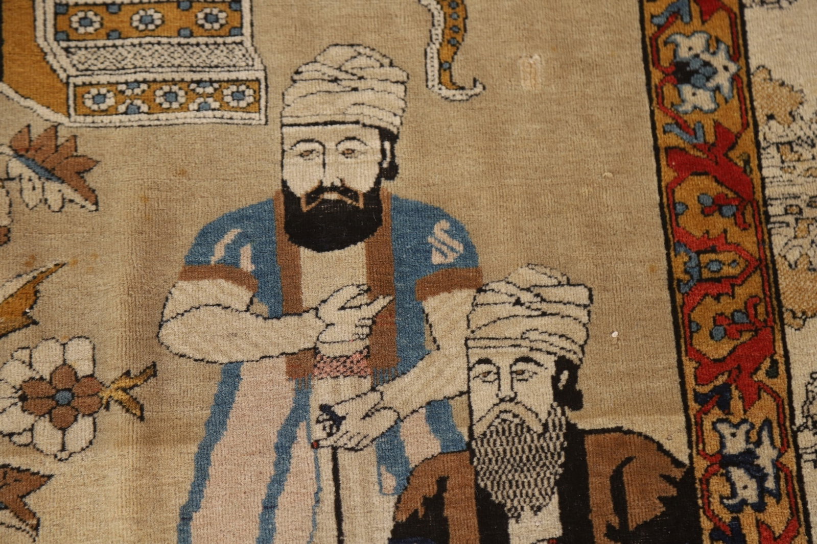 Pre-1900 Vegetable Dye Kashan Mohtasham Persian Rug 5x7 - 10
