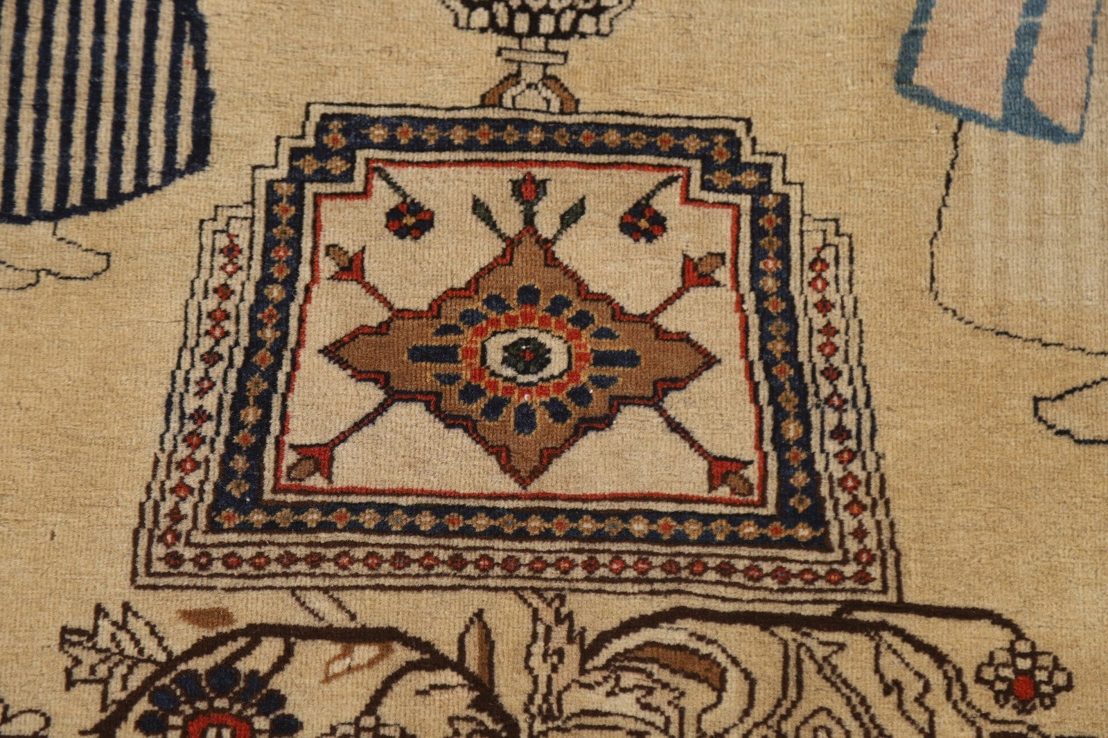 Pre-1900 Vegetable Dye Kashan Mohtasham Persian Rug 5x7 - 11