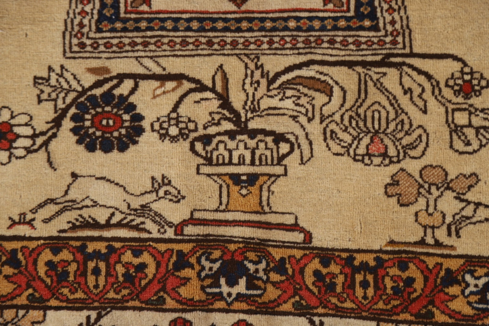 Pre-1900 Vegetable Dye Kashan Mohtasham Persian Rug 5x7 - 12