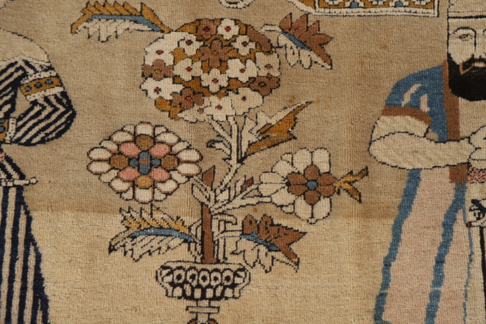 Pre-1900 Vegetable Dye Kashan Mohtasham Persian Rug 5x7 - 13