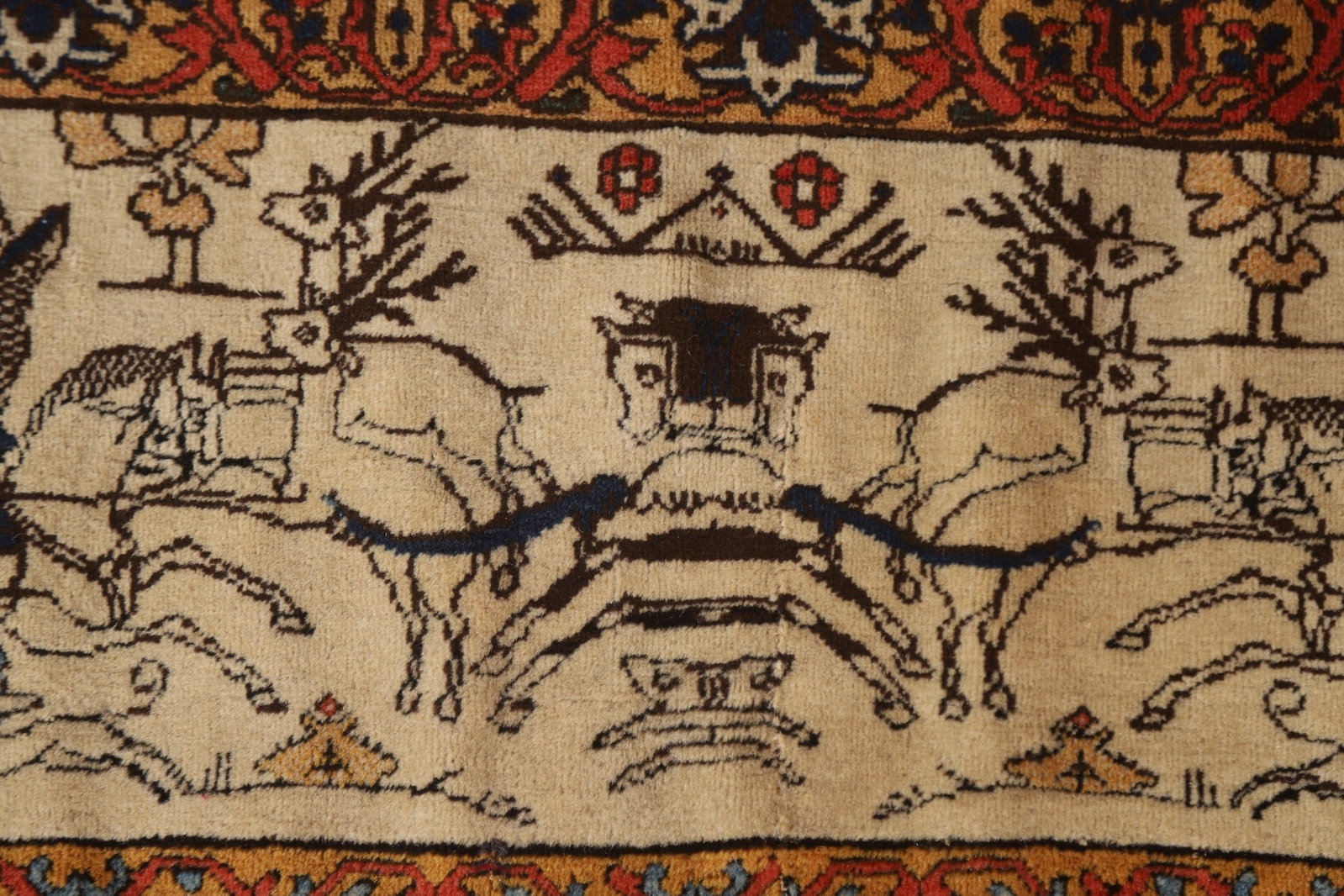 Pre-1900 Vegetable Dye Kashan Mohtasham Persian Rug 5x7 - 15