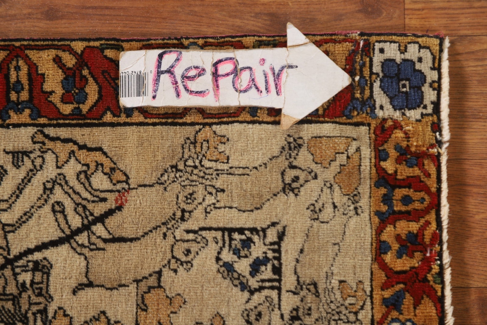 Pre-1900 Vegetable Dye Kashan Mohtasham Persian Rug 5x7 - 18