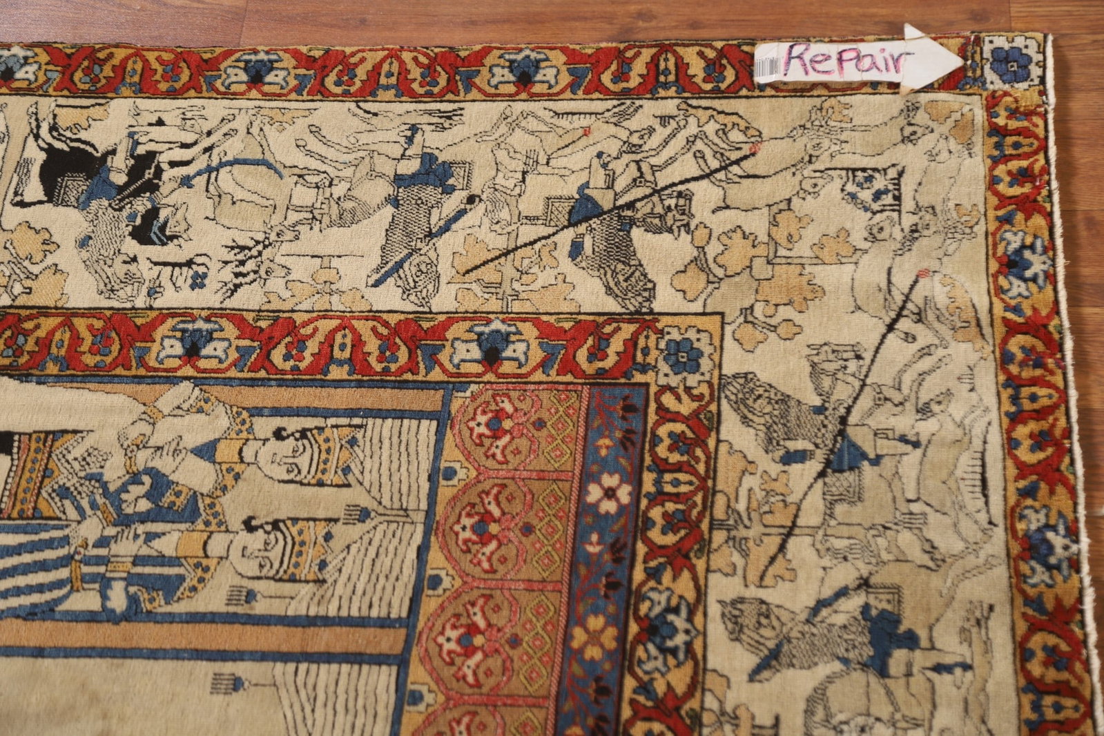 Pre-1900 Vegetable Dye Kashan Mohtasham Persian Rug 5x7 - 19