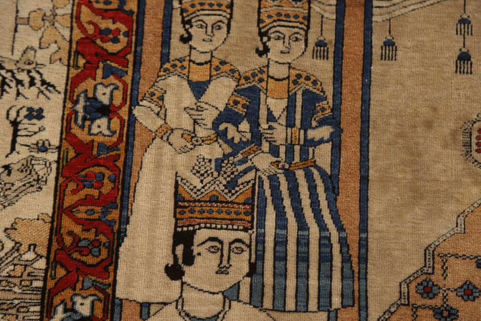 Pre-1900 Vegetable Dye Kashan Mohtasham Persian Rug 5x7 - 8