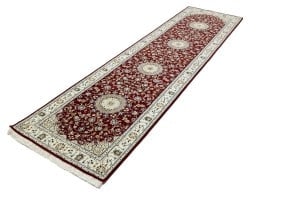 Red Floral 3X10 Indo-Nain Oriental Runner Rug - 6