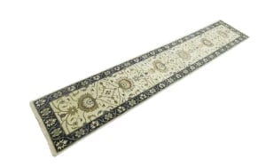 Cream Floral 2'5X13'4 Osh Chobi Peshawar Oriental Runner Rug - 13
