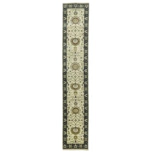 Cream Floral 2'5X13'4 Osh Chobi Peshawar Oriental Runner Rug: Title:Cream Floral 2'5X13'4 Osh Chobi Peshawar Oriental Runner Rug Description:Handmade 2'5X13'4 cream oriental runner made with natural dyes (fine wool pile and