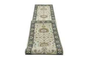 Cream Floral 2'5X13'4 Osh Chobi Peshawar Oriental Runner Rug - 9
