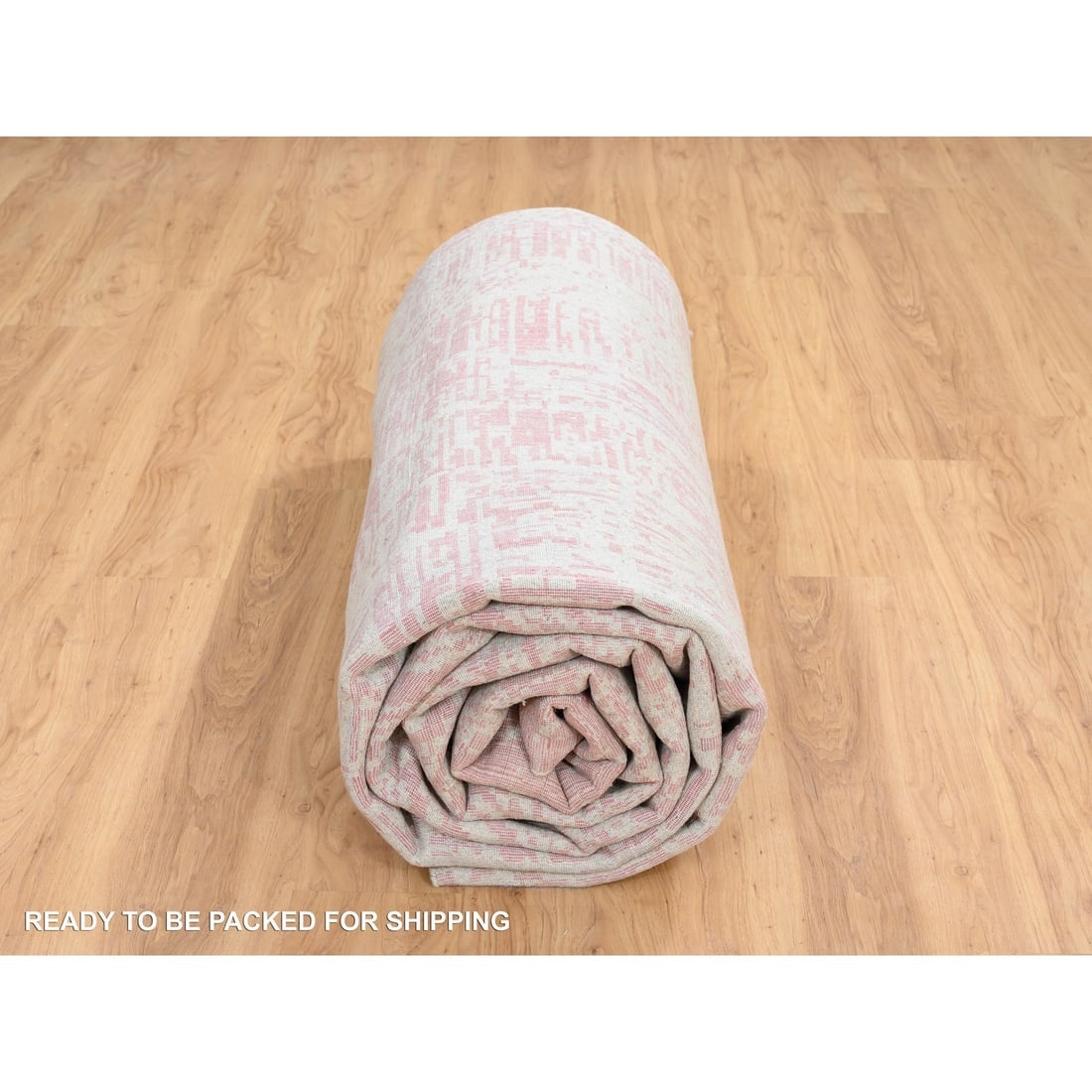Rose Pink, Jacquard Hand Loomed, Wool and Art Silk, Oversized Rug - 9