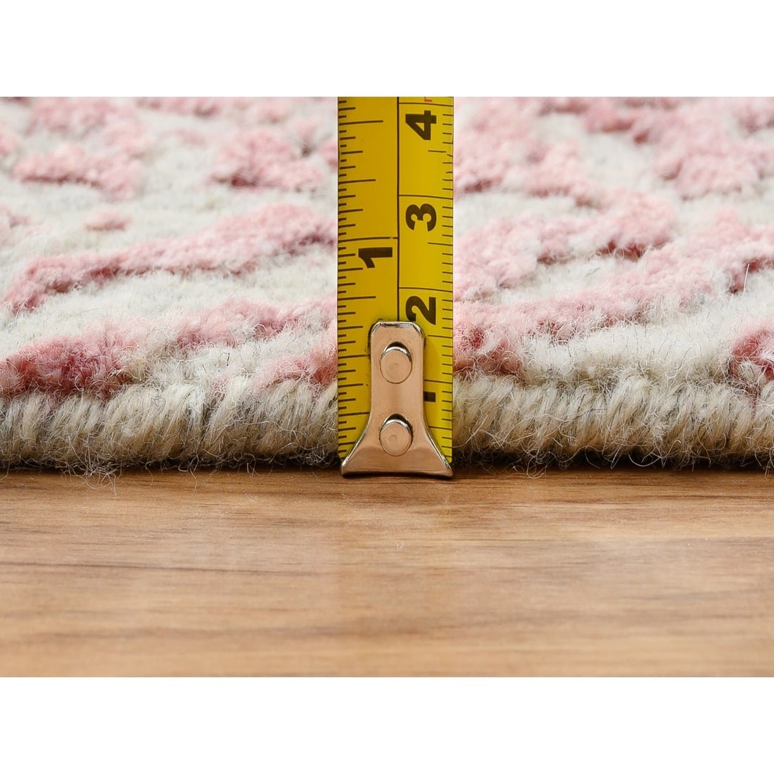 Rose Pink, Jacquard Hand Loomed, Wool and Art Silk, Oversized Rug - 10
