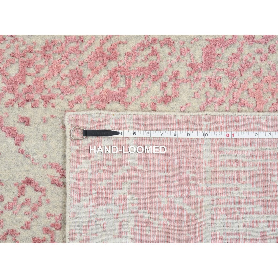 Rose Pink, Jacquard Hand Loomed, Wool and Art Silk, Oversized Rug - 11