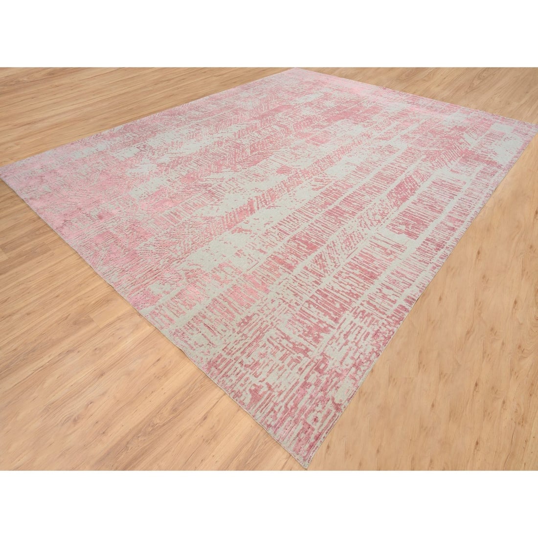 Rose Pink, Jacquard Hand Loomed, Wool and Art Silk, Oversized Rug - 3