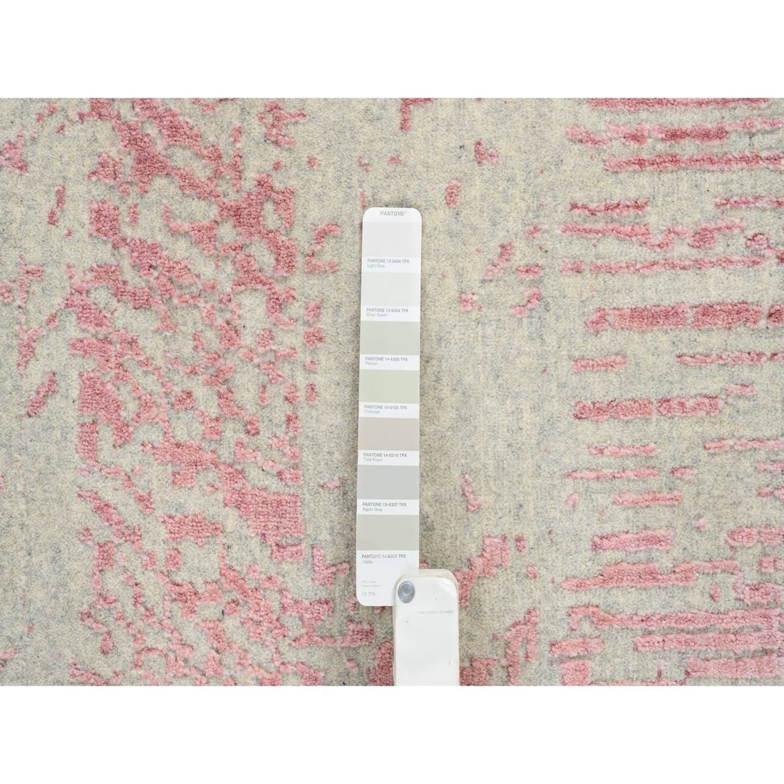 Rose Pink, Jacquard Hand Loomed, Wool and Art Silk, Oversized Rug - 7